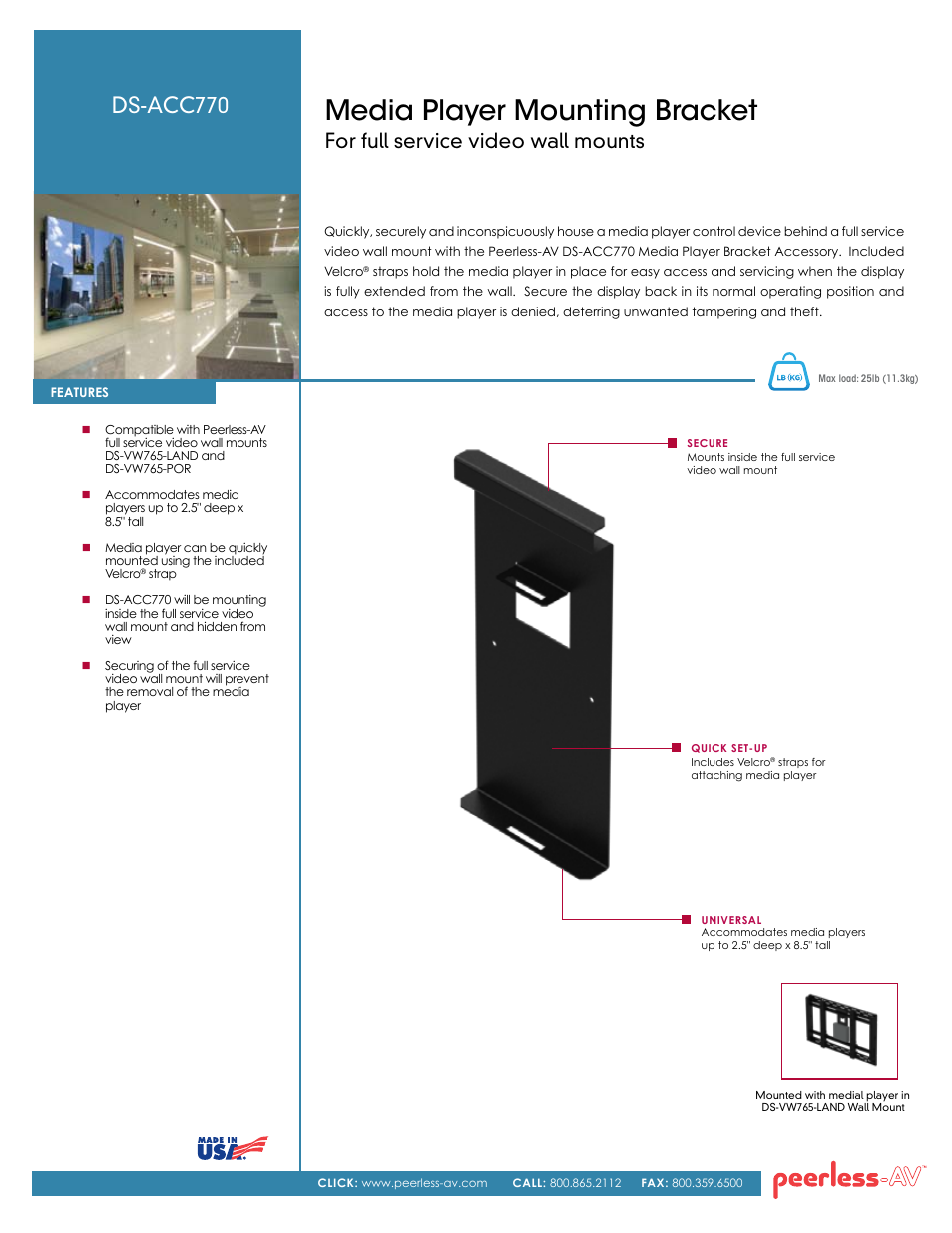 Peerless-AV DS-ACC770  - Sell Sheet User Manual | 2 pages