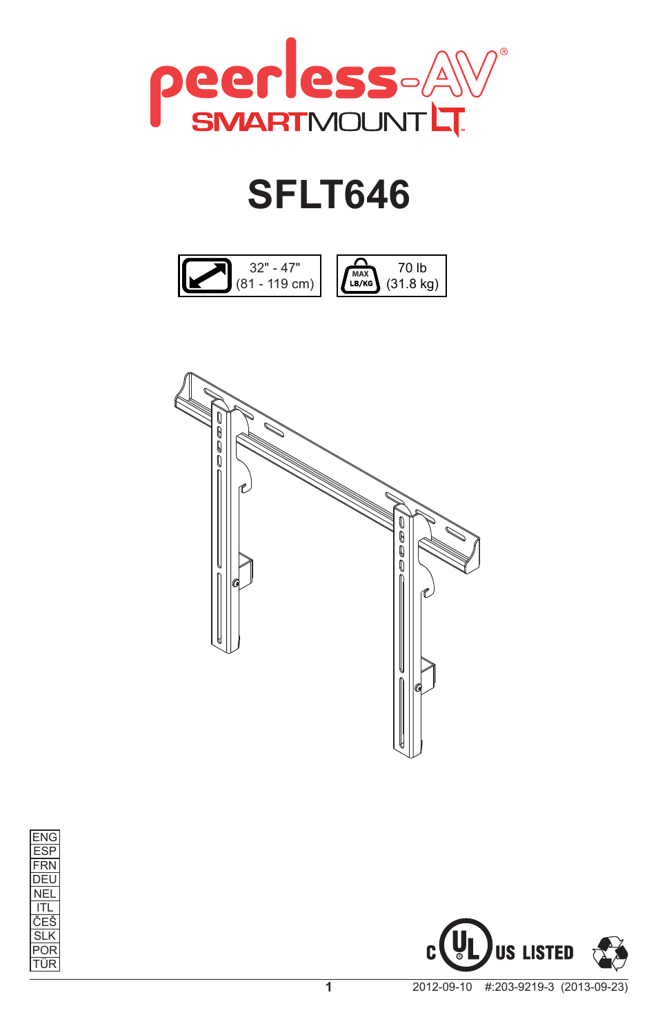 Peerless-AV SFLT646 - Installation User Manual | 20 pages