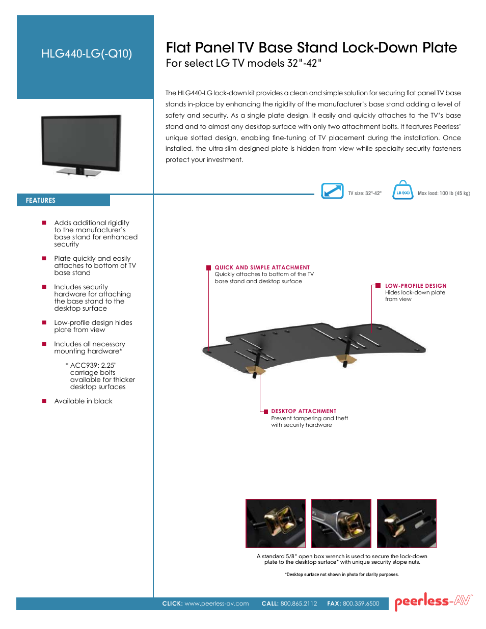 Peerless-AV HLG440-LG-Q10  - Sell Sheet User Manual | 2 pages