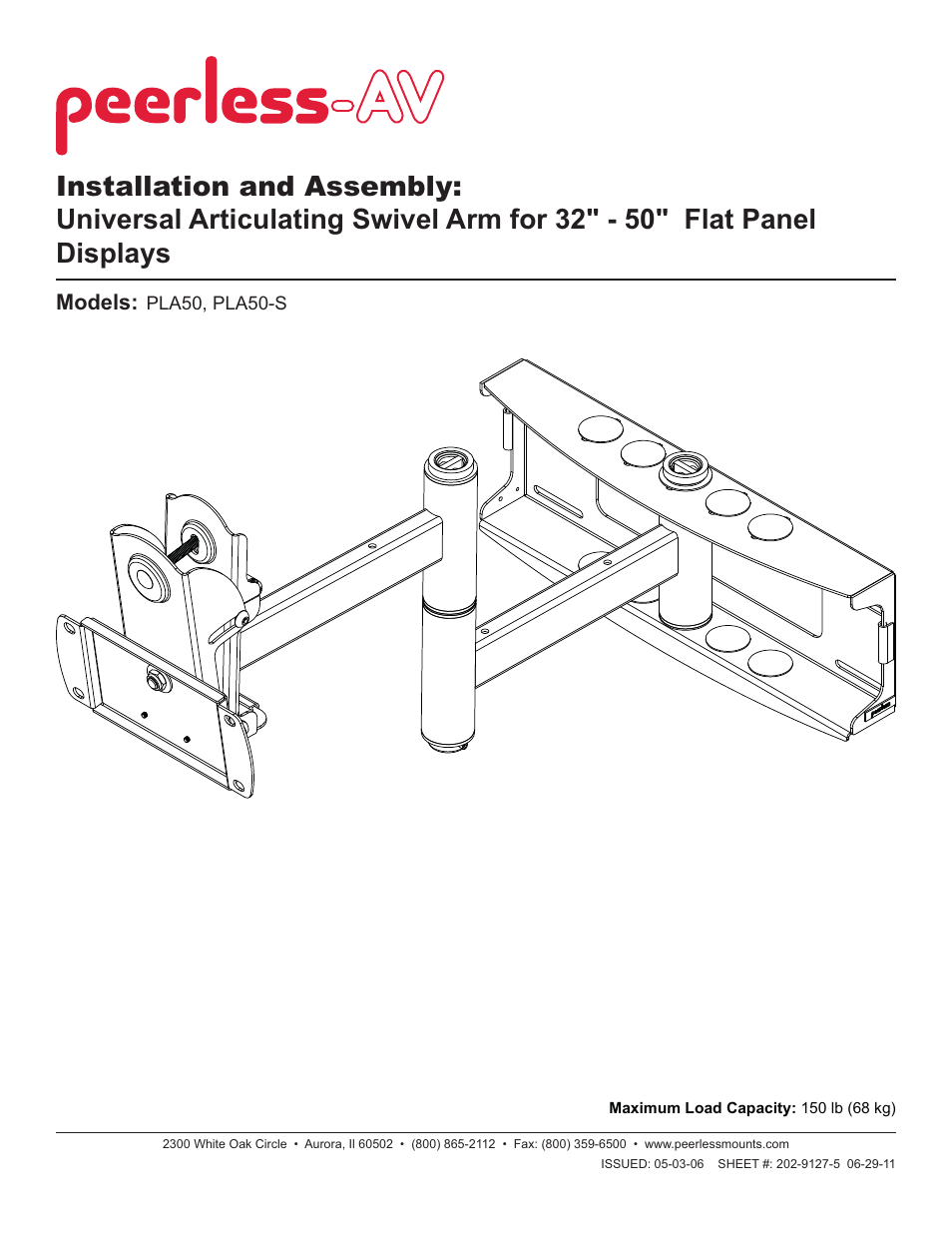 Peerless-AV PLA50 - Installation User Manual | 10 pages