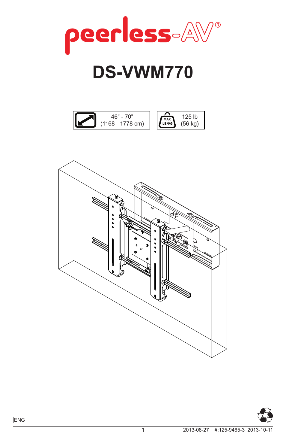 Peerless-AV DS-VWM770 - Installation User Manual | 20 pages