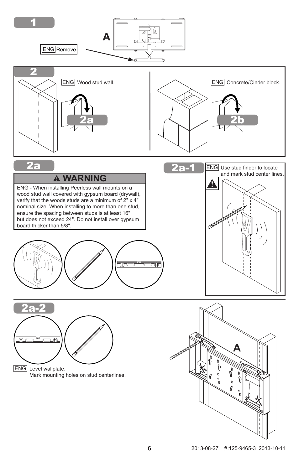 2a-1, 2a-2, Warning | Peerless-AV DS-VWM770 - Installation User Manual | Page 6 / 20