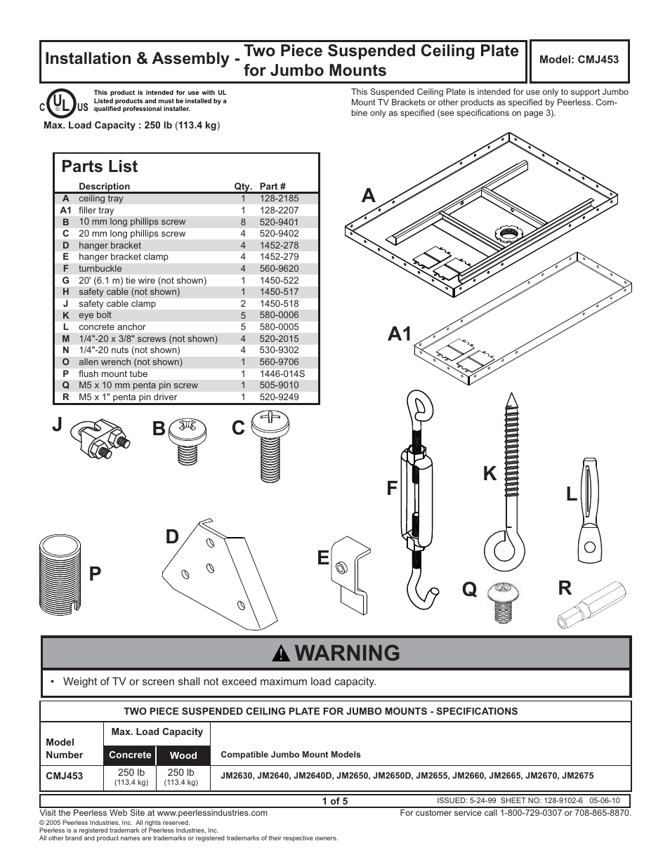 Peerless-AV CMJ453 - Installation User Manual | 5 pages