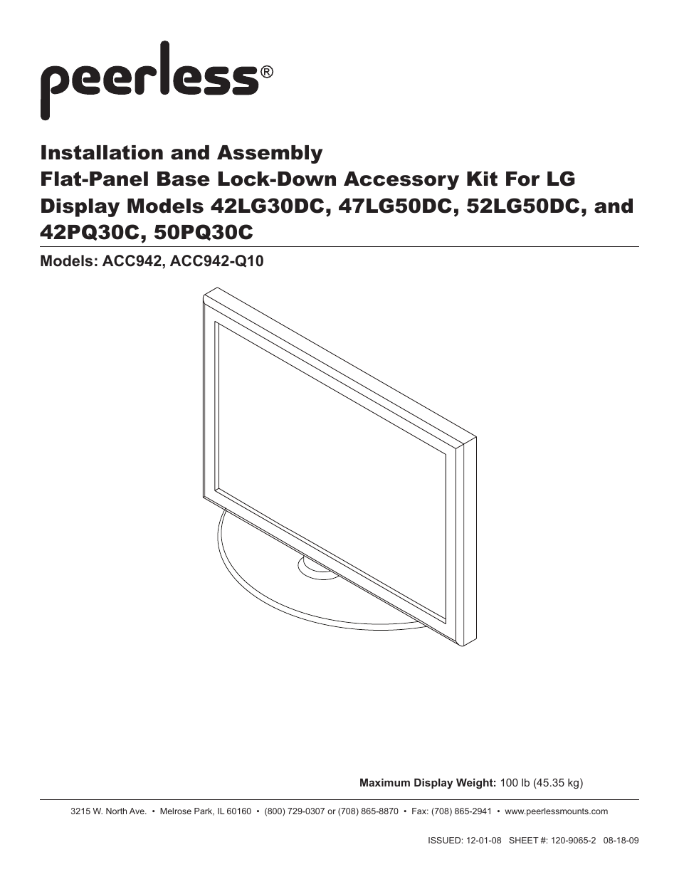 Peerless-AV ACC942 - Installation User Manual | 25 pages