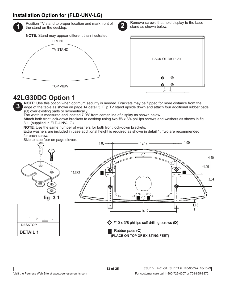 Installation option for (fld-unv-lg), Fig. 3.1 | Peerless-AV ACC942 - Installation User Manual | Page 13 / 25