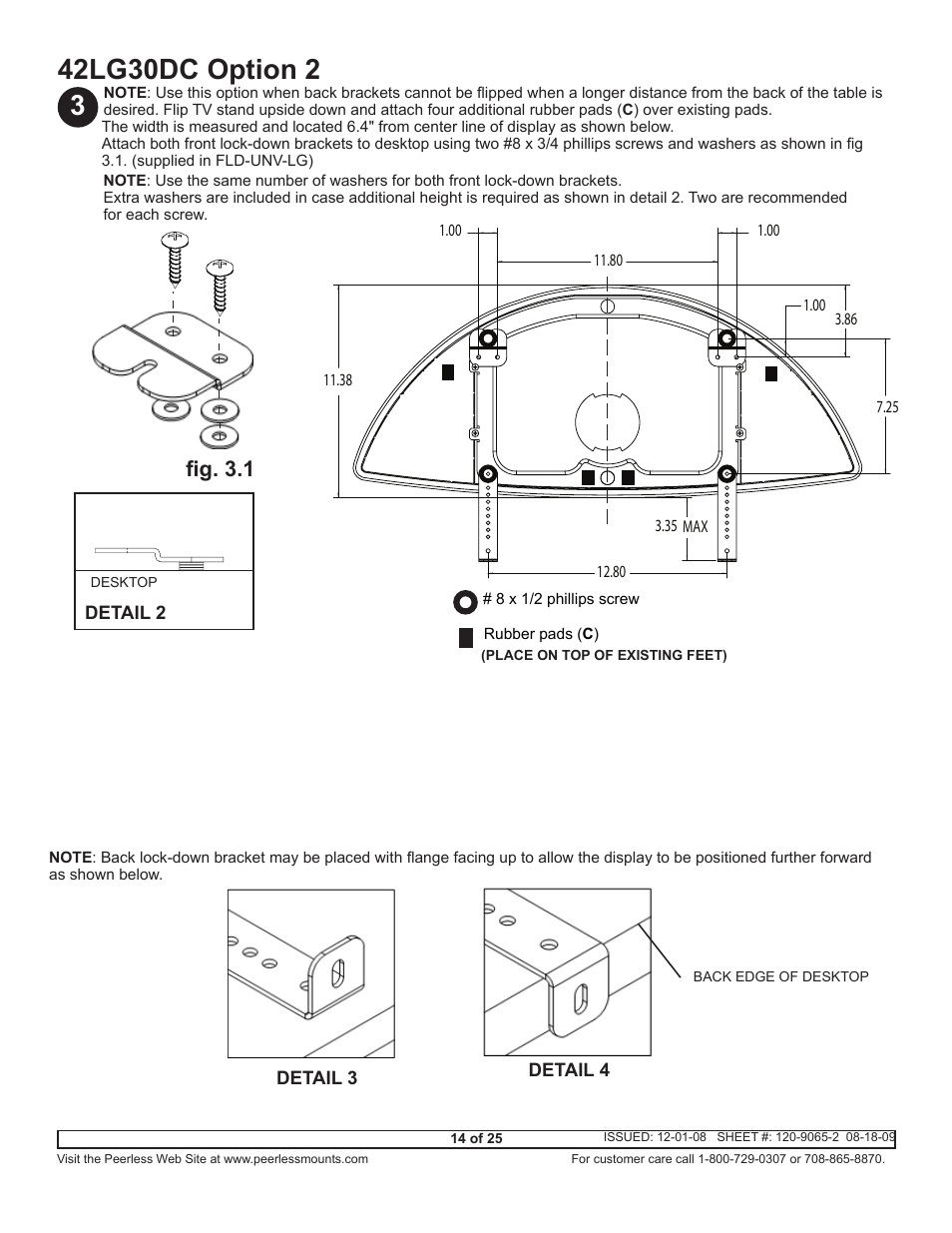 Fig. 3.1 | Peerless-AV ACC942 - Installation User Manual | Page 14 / 25
