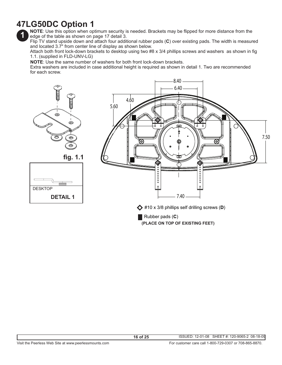 Fig. 1.1 | Peerless-AV ACC942 - Installation User Manual | Page 16 / 25