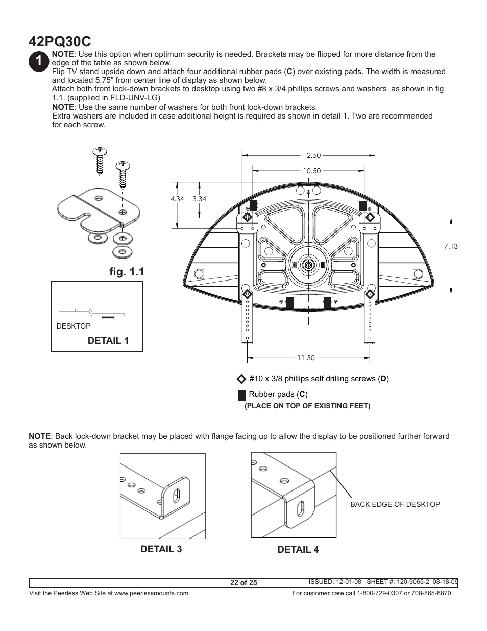 42pq30c, This is for concept only. ecn date, Fig. 1.1 | Peerless-AV ACC942 - Installation User Manual | Page 22 / 25