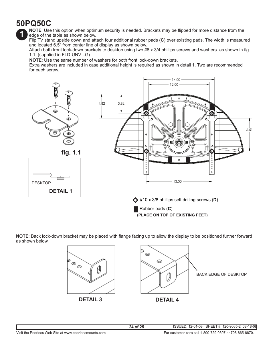 50pq50c, Fig. 1.1, This is for concept only. ecn date | Peerless-AV ACC942 - Installation User Manual | Page 24 / 25