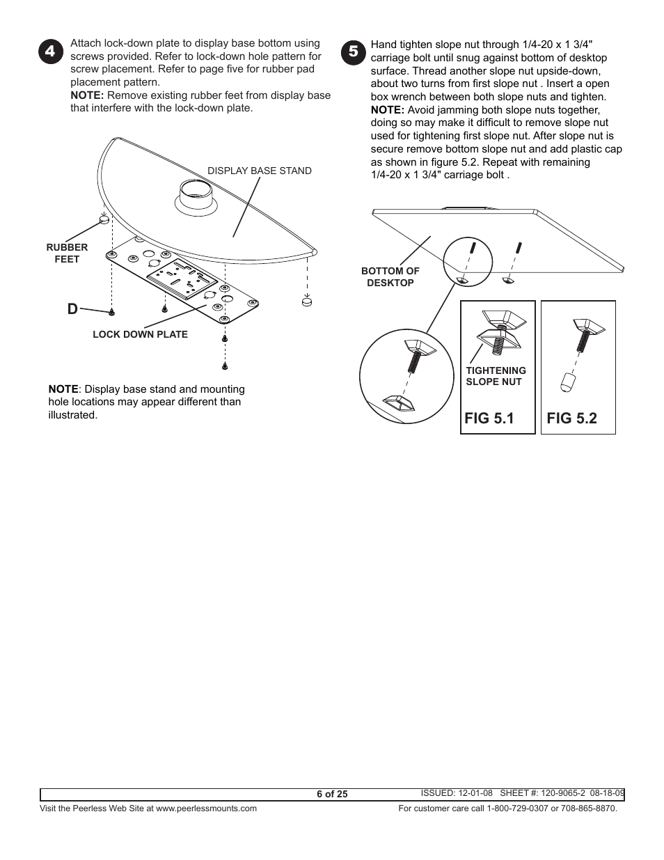 Fig 5.1, Fig 5.2 4 | Peerless-AV ACC942 - Installation User Manual | Page 6 / 25