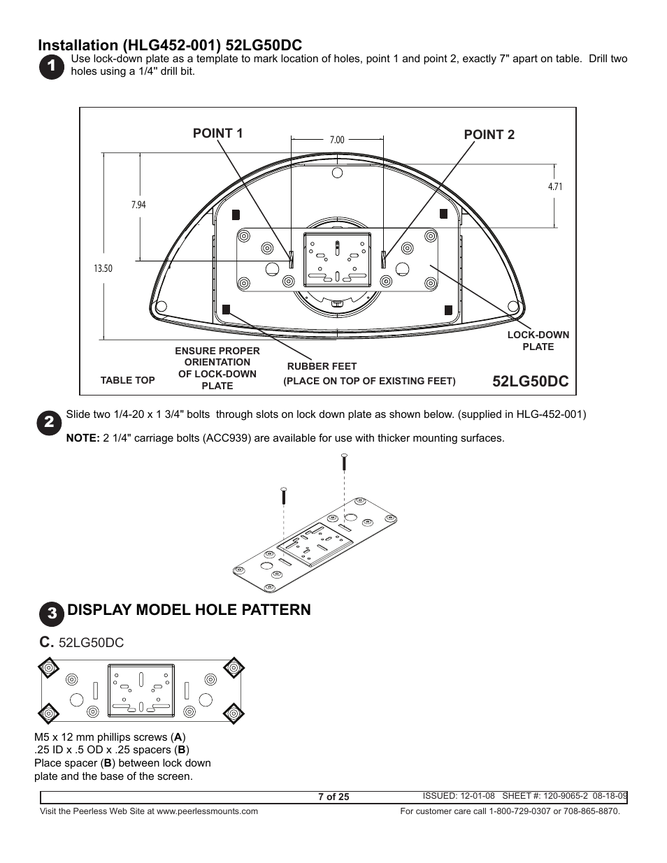 Display model hole pattern 3 | Peerless-AV ACC942 - Installation User Manual | Page 7 / 25