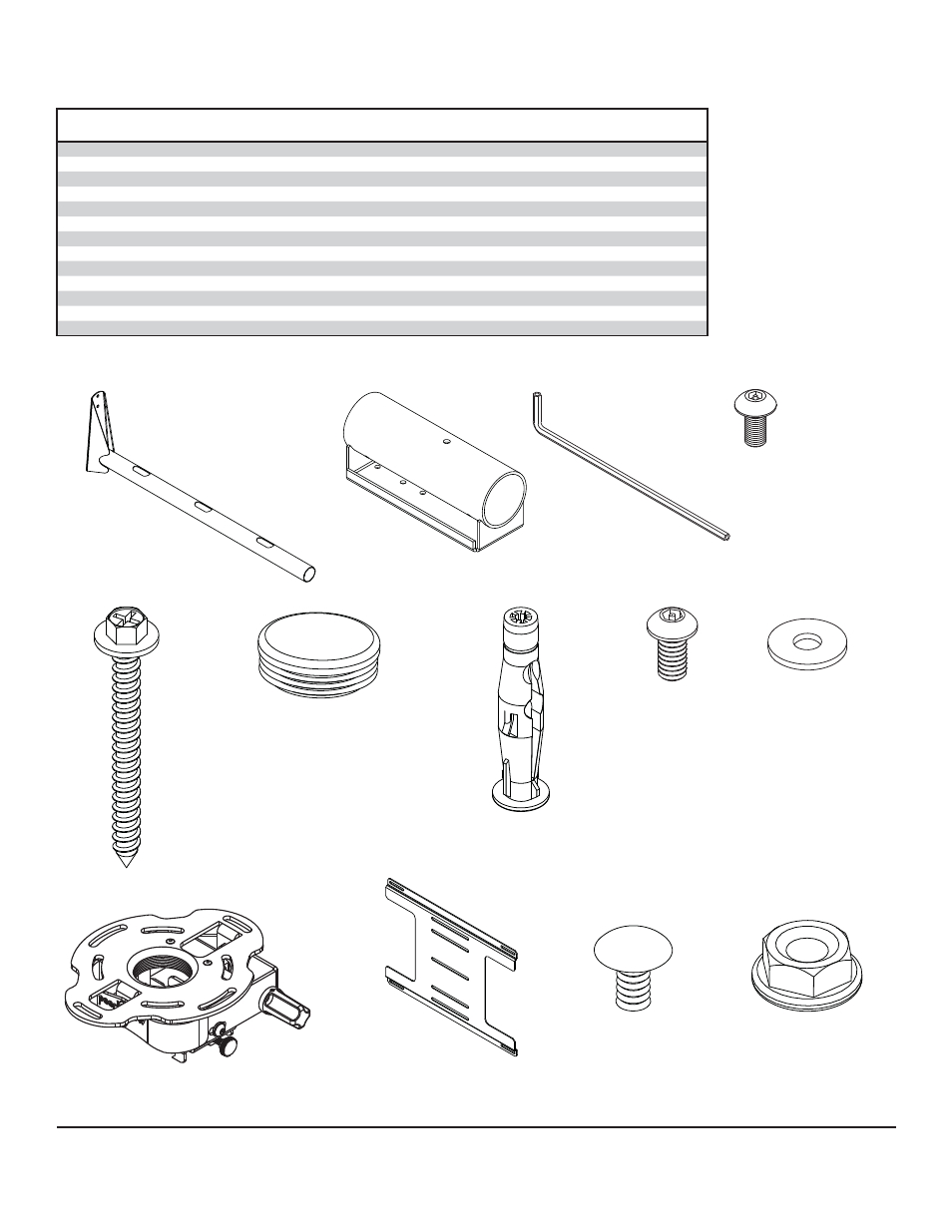 Parts list | Peerless-AV PSTK-028-W - Installation User Manual | Page 3 / 9