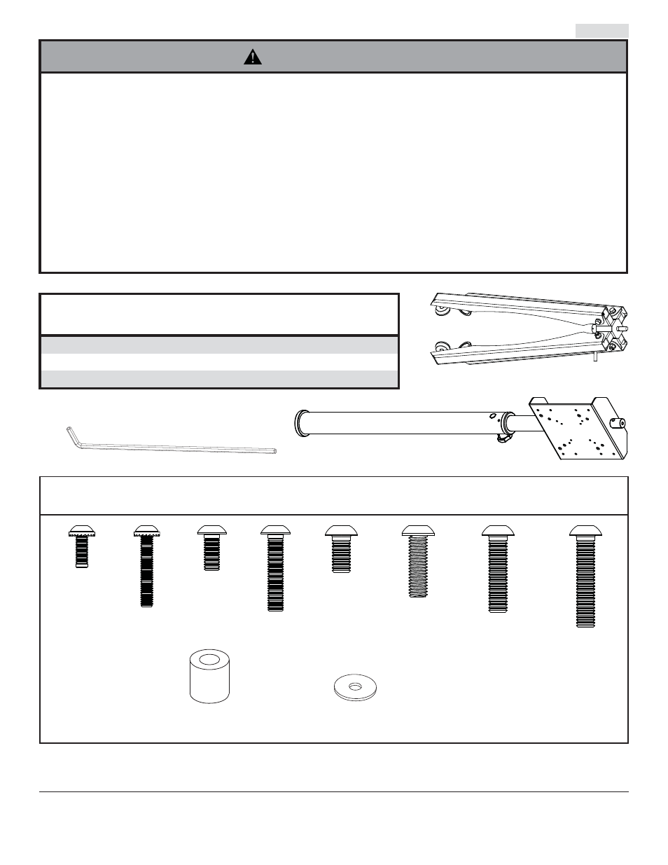 Advertencia, Tornillos de seguridad, Ab c | Lista de piezas, Herramientas necesarias para el ensamblaje | Peerless-AV FPZ-640 - Installation User Manual | Page 8 / 18