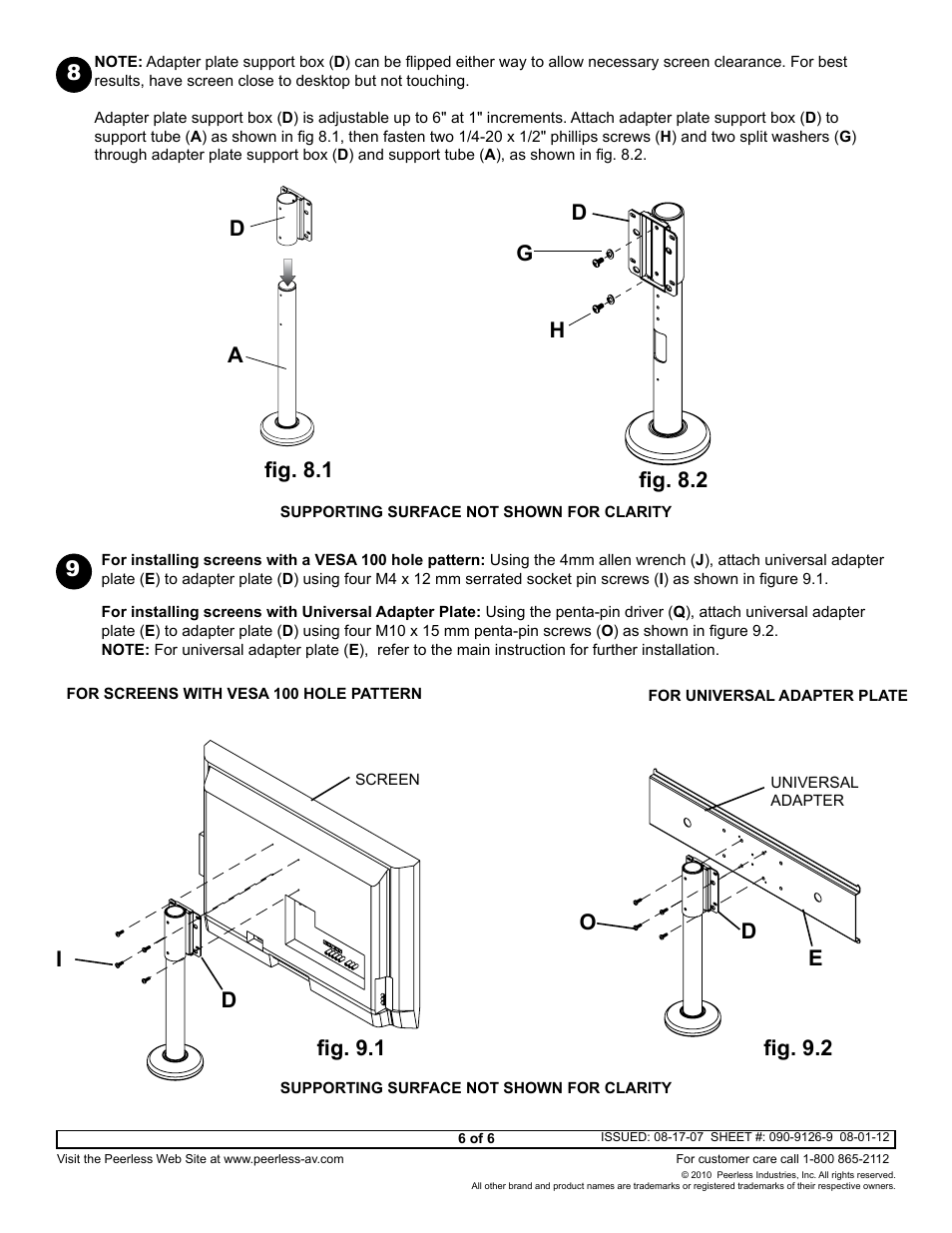 Fig. 9.1 fig. 9.2 g d | Peerless-AV HP450 - Installation User Manual | Page 6 / 6