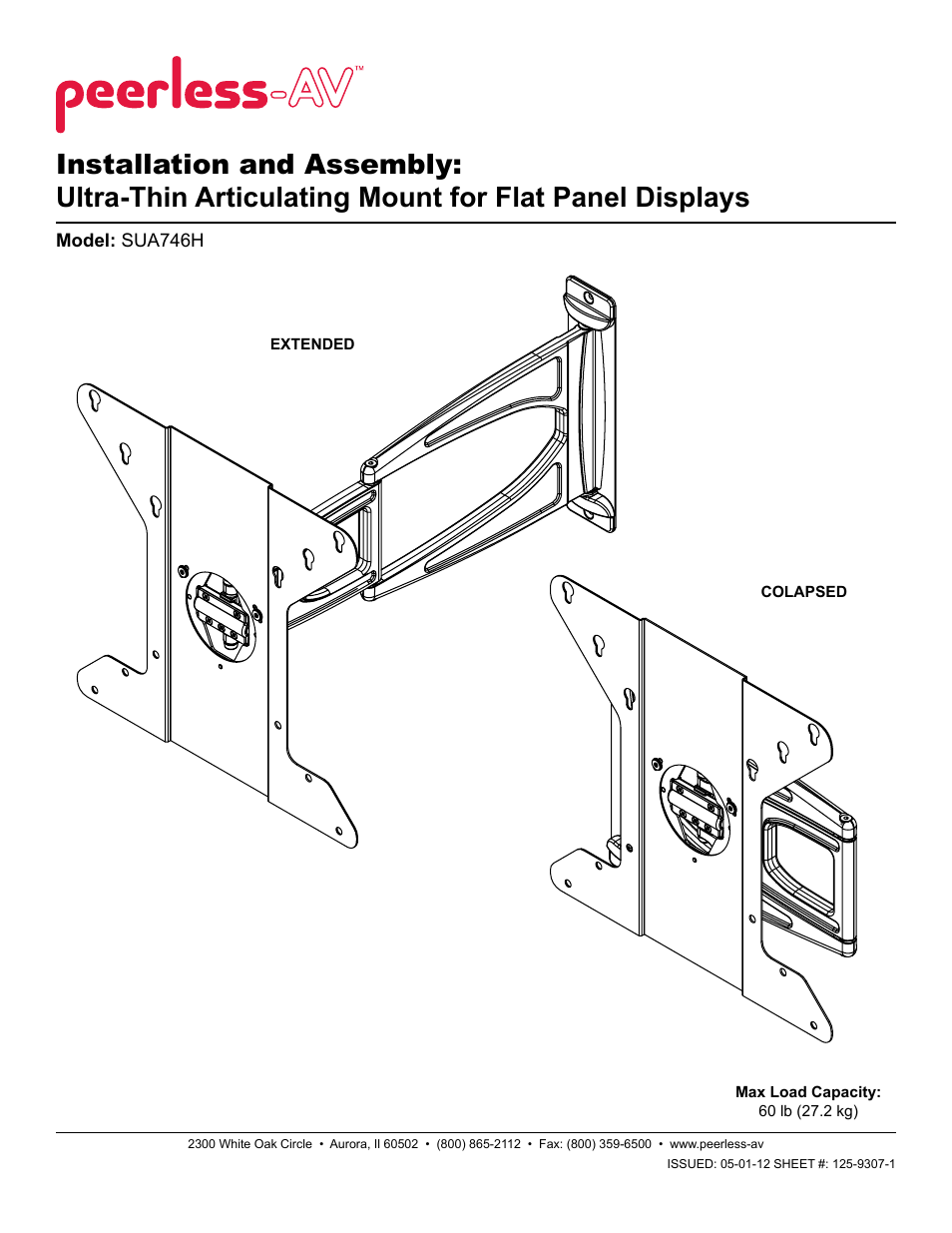 Peerless-AV SUA746H - Installation User Manual | 7 pages