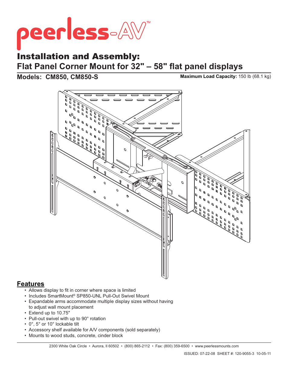 Peerless-AV CM850-S - Installation User Manual | 48 pages