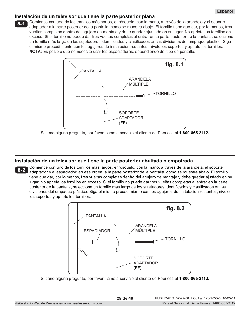 Fi g. 8.2, Fi g. 8.1 | Peerless-AV CM850-S - Installation User Manual | Page 29 / 48