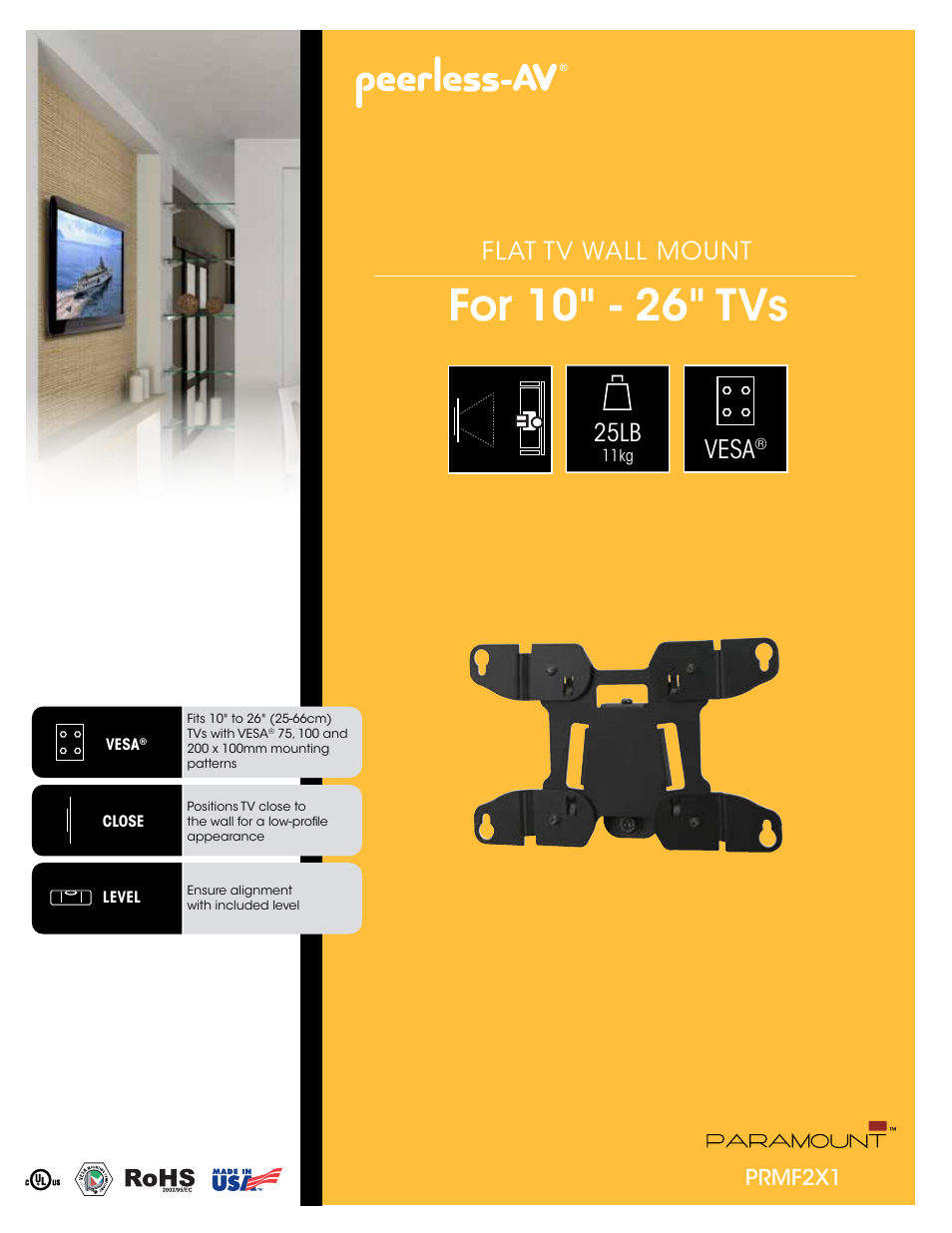 Peerless-AV PRMF2X1  - Sell Sheet User Manual | 2 pages