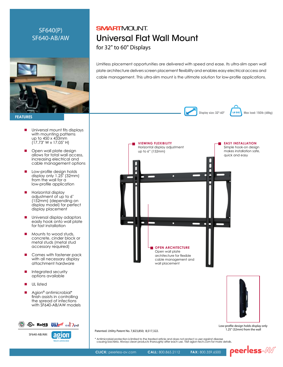 Peerless-AV SF640P  - Sell Sheet User Manual | 2 pages