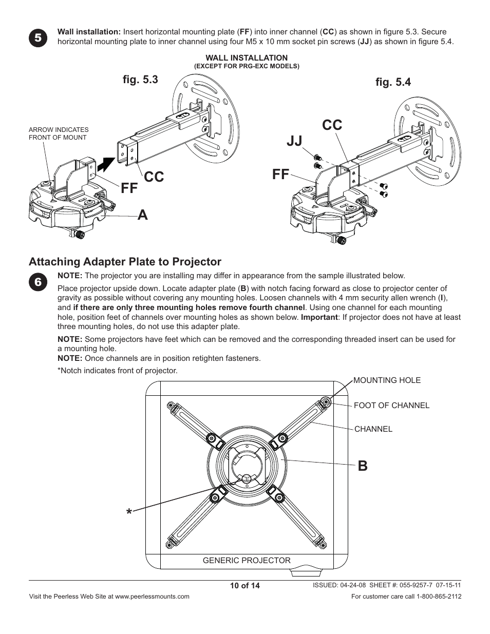 Cc ff, Ff jj cc | Peerless-AV PRG-EXC-W - Installation User Manual | Page 10 / 14