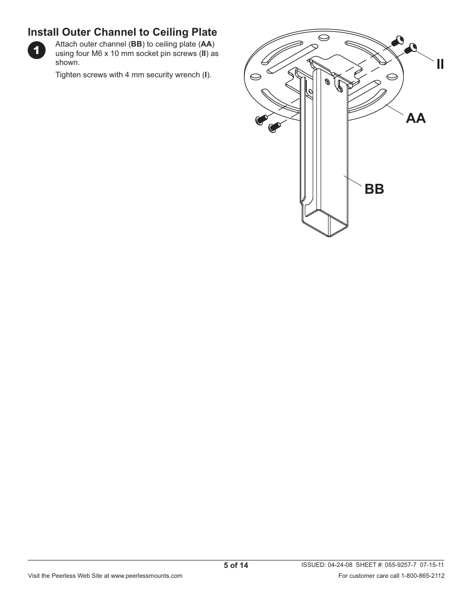 Aa bb ii | Peerless-AV PRG-EXC-W - Installation User Manual | Page 5 / 14
