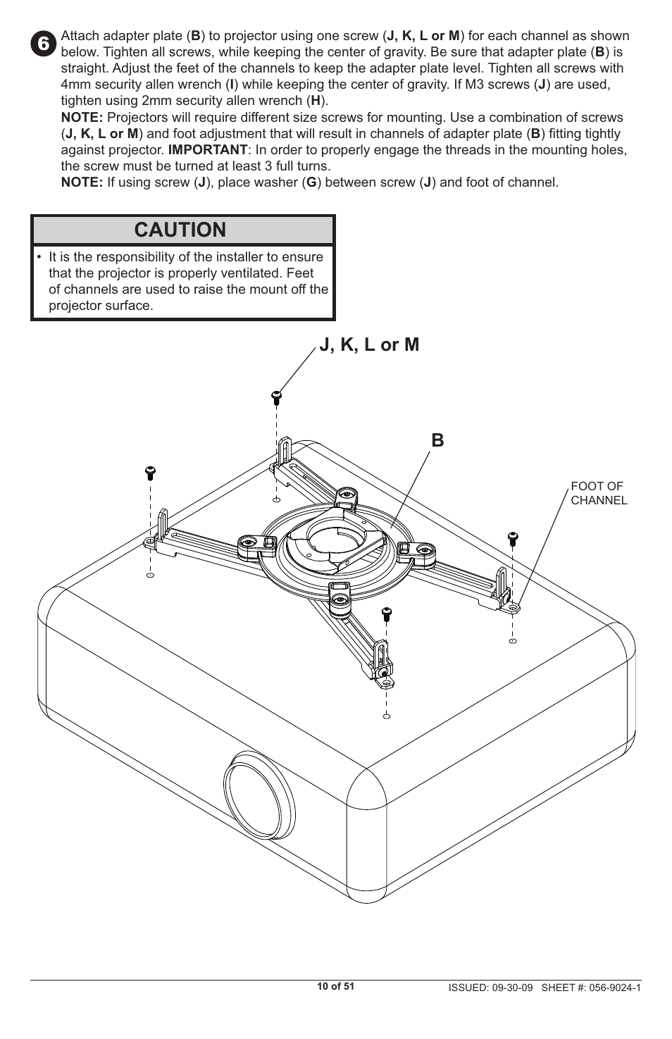 Caution, J, k, l or m b | Peerless-AV PRG-UNV-S - Installation User Manual | Page 10 / 51