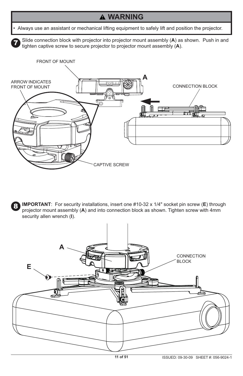 Warning | Peerless-AV PRG-UNV-S - Installation User Manual | Page 11 / 51