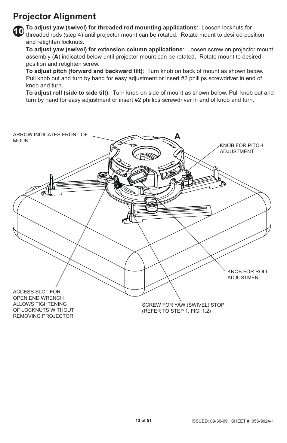 Projector alignment | Peerless-AV PRG-UNV-S - Installation User Manual | Page 13 / 51