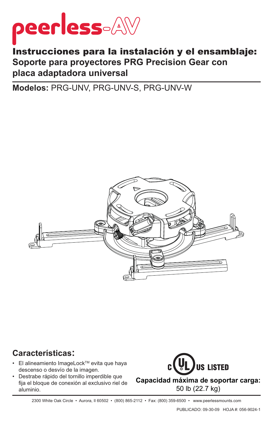 Características, Modelos: prg-unv, prg-unv-s, prg-unv-w | Peerless-AV PRG-UNV-S - Installation User Manual | Page 17 / 51