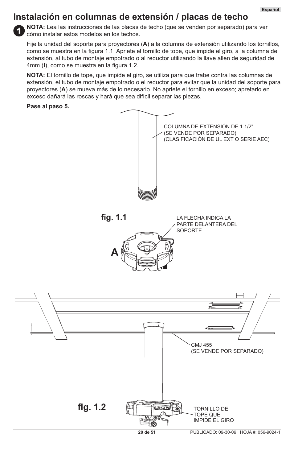 Fi g. 1.2, Fi g. 1.1 | Peerless-AV PRG-UNV-S - Installation User Manual | Page 20 / 51