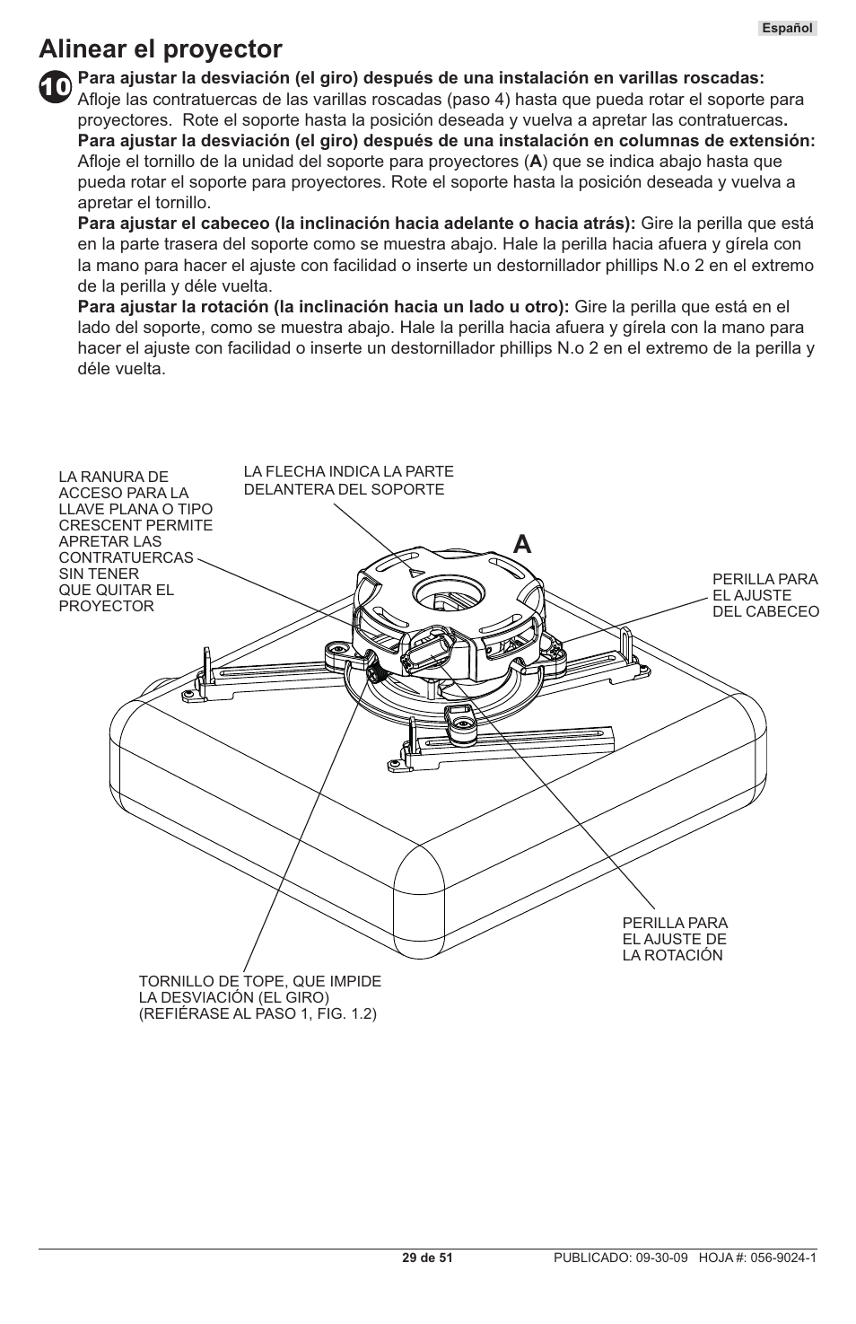 Alinear el proyector | Peerless-AV PRG-UNV-S - Installation User Manual | Page 29 / 51