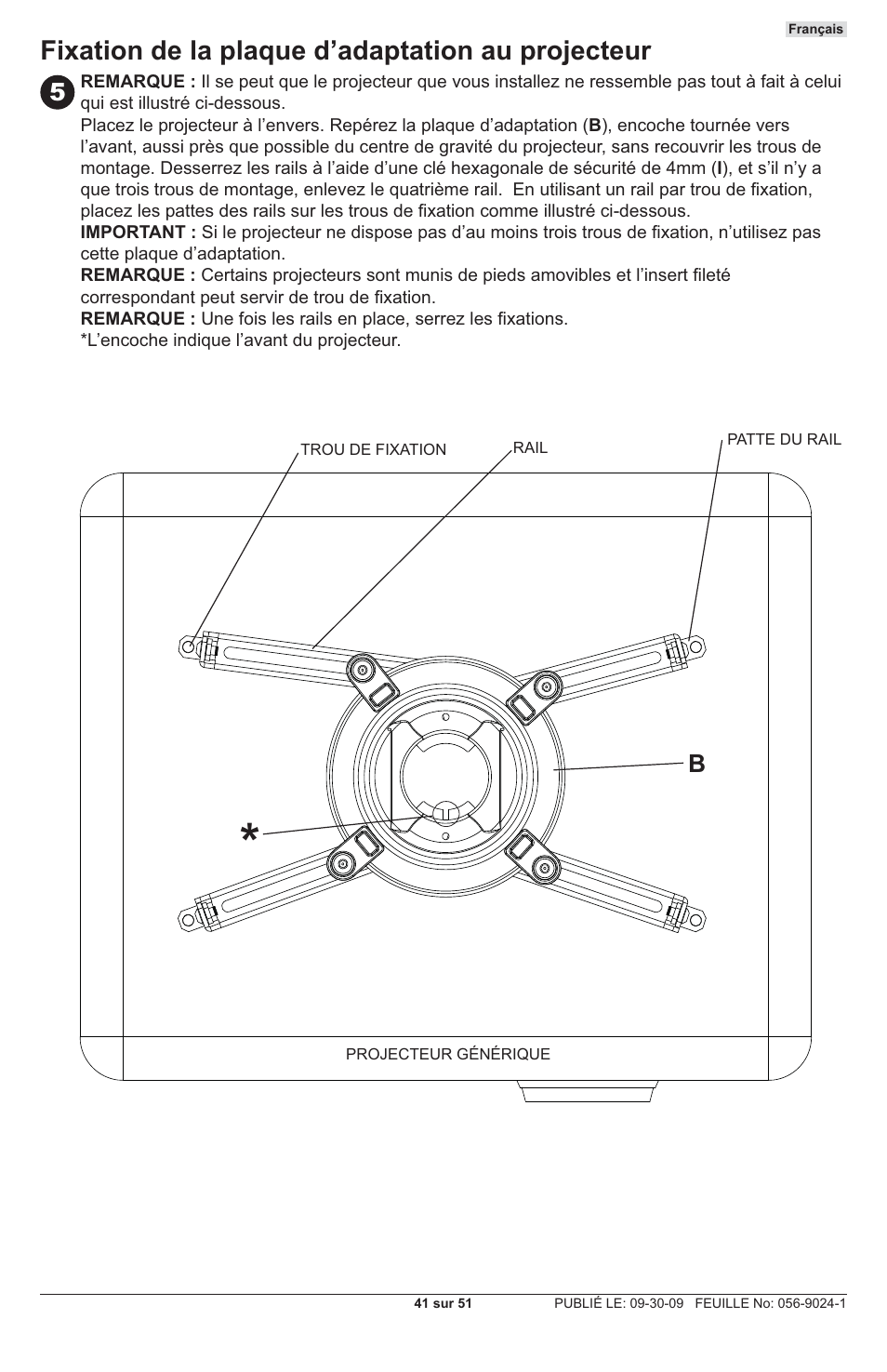 Fixation de la plaque d’adaptation au projecteur | Peerless-AV PRG-UNV-S - Installation User Manual | Page 41 / 51