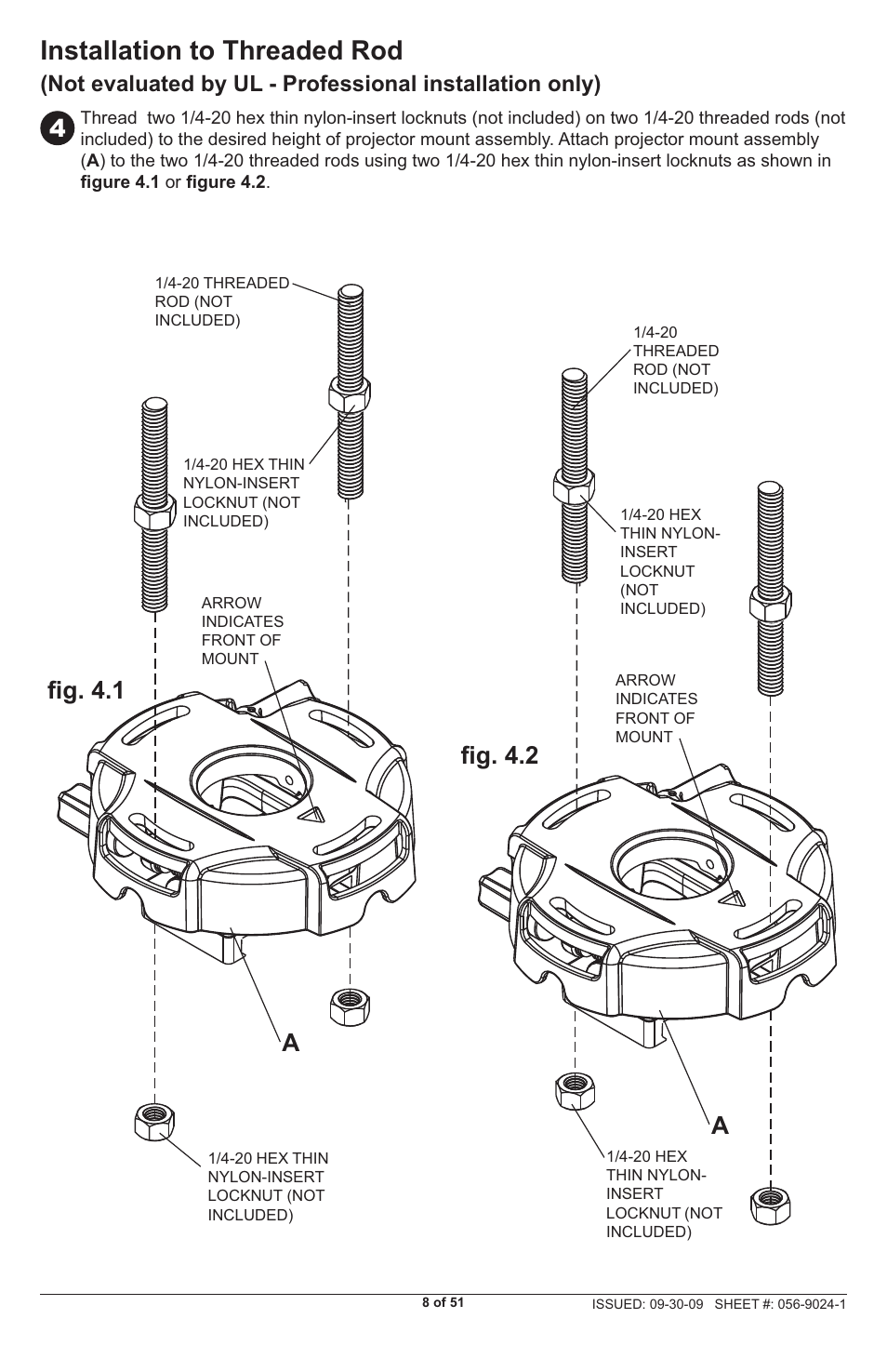 Installation to threaded rod, Fi g. 4.1 fi g. 4.2 | Peerless-AV PRG-UNV-S - Installation User Manual | Page 8 / 51