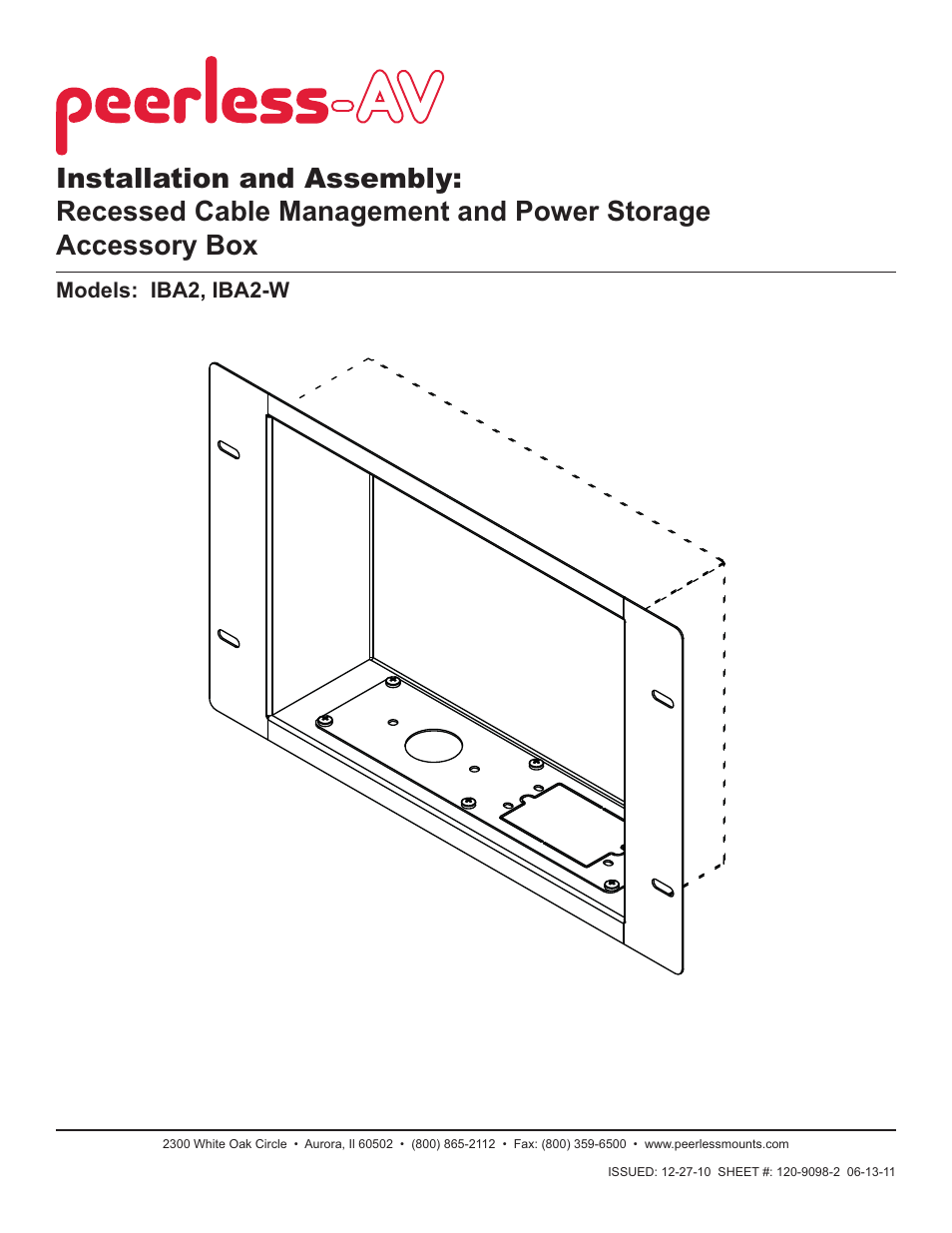 Peerless-AV IBA2-W - Installation User Manual | 6 pages