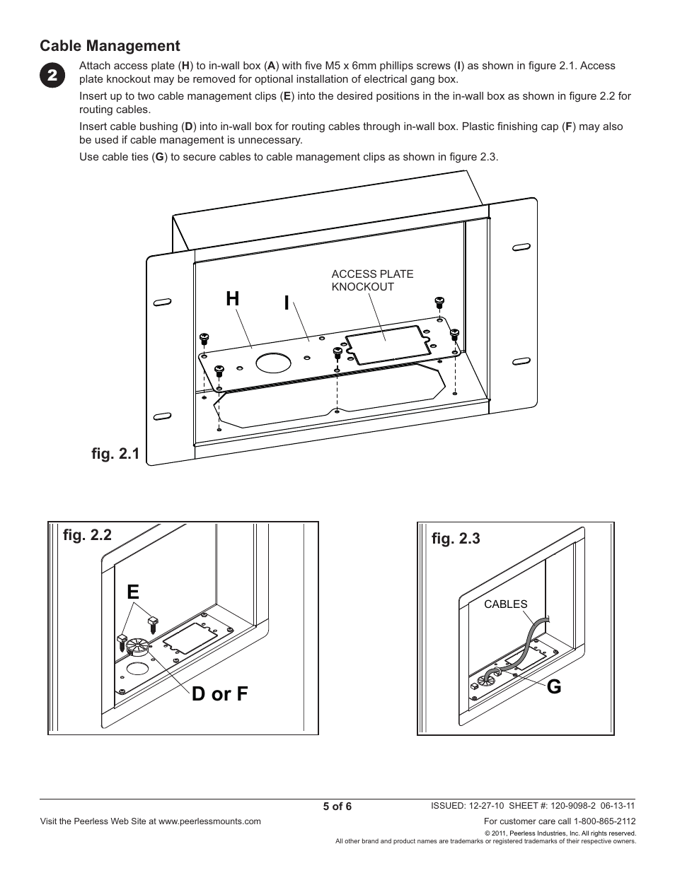Ed or f g | Peerless-AV IBA2-W - Installation User Manual | Page 5 / 6