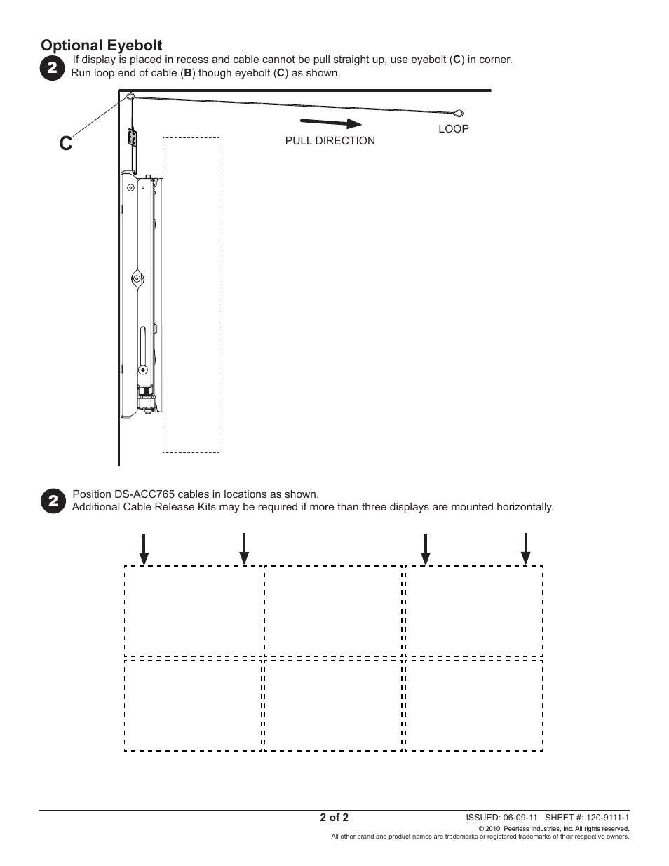 Optional eyebolt | Peerless-AV DS-ACC765 - Installation User Manual | Page 2 / 2