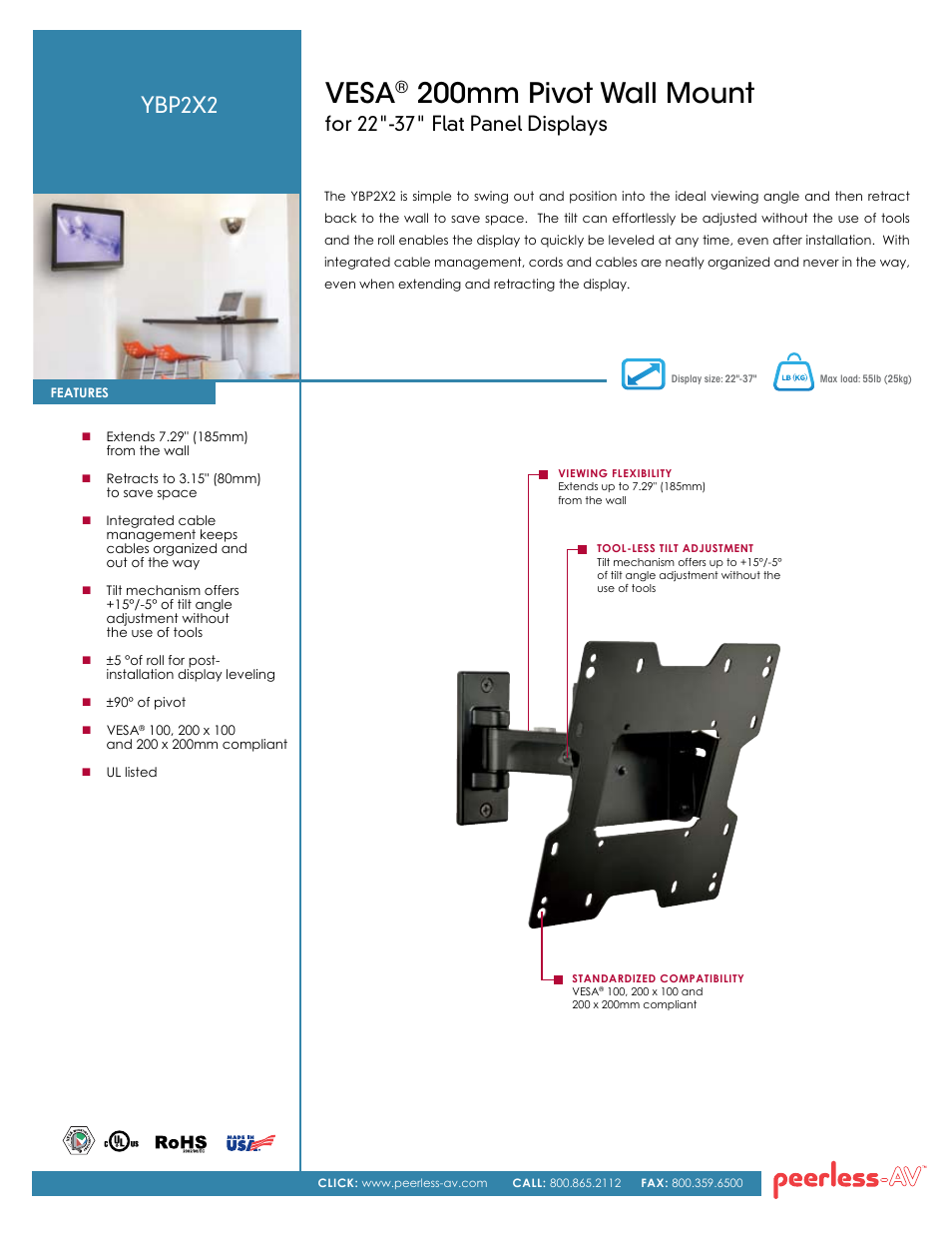 Peerless-AV YBP2X2  - Sell Sheet User Manual | 2 pages