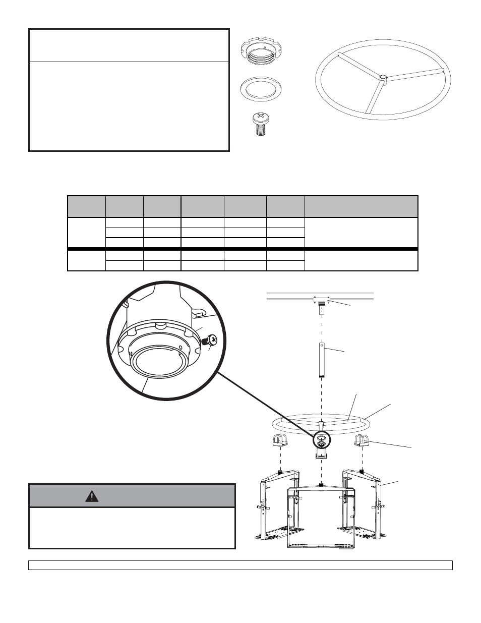 Ac b d a, Warning, Parts list | Detail 1, Bd c | Peerless-AV MDJ760 - Installation User Manual | Page 2 / 5