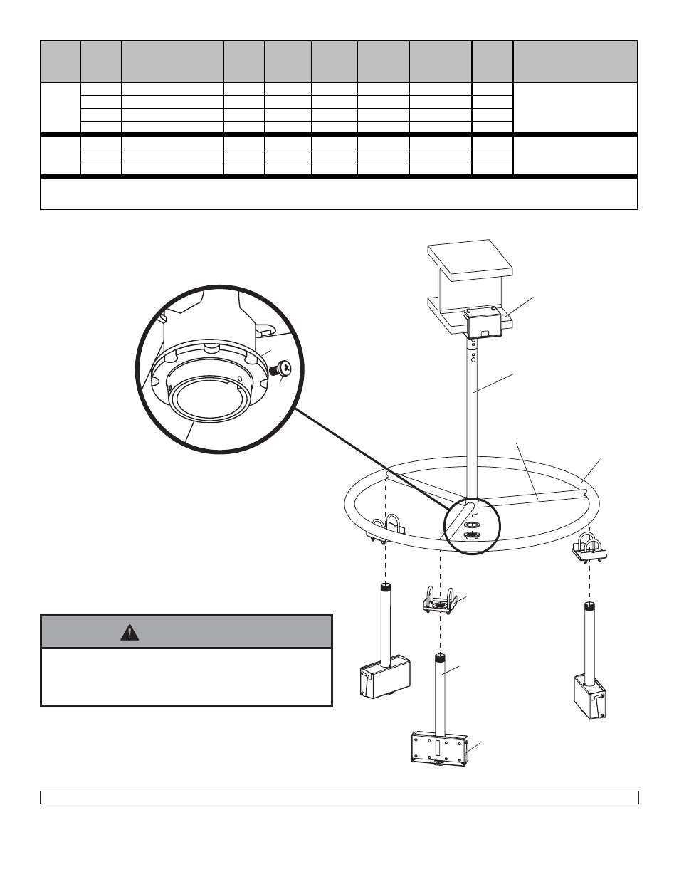Warning, Detail 1 b d c | Peerless-AV MDJ760 - Installation User Manual | Page 4 / 5