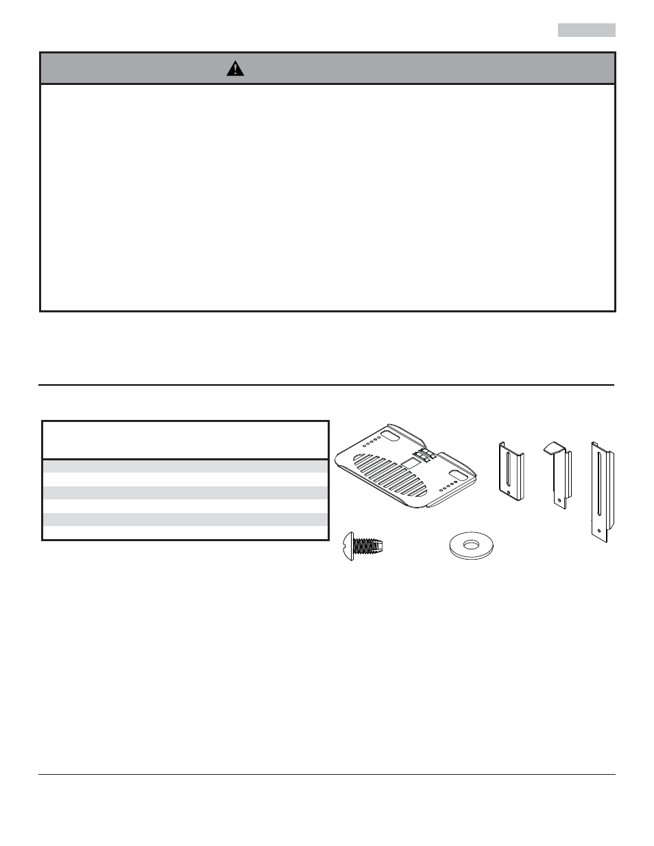 Avertissement, Liste des pièces, Be f | Outils nécessaires au montage | Peerless-AV ACCXT302 - Installation User Manual | Page 12 / 17