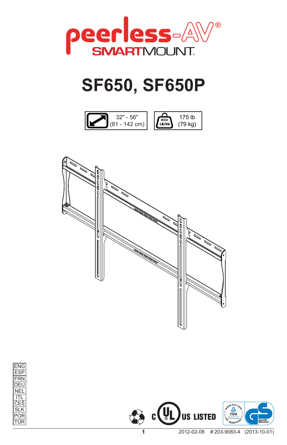 Peerless-AV SF650P - Installation User Manual | 20 pages