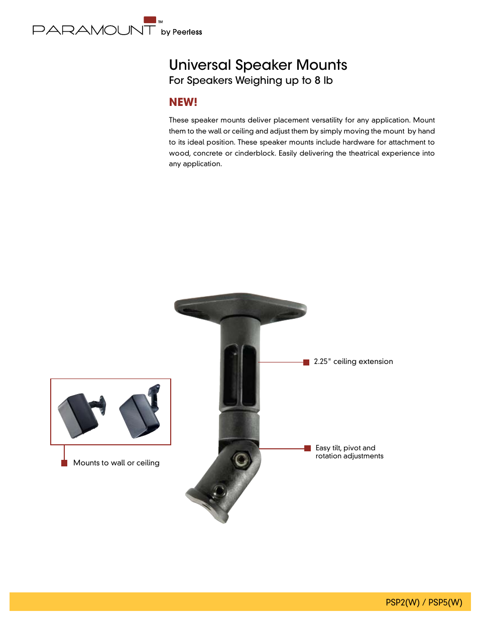 Peerless-AV PSP5-W  - Sell Sheet User Manual | 2 pages