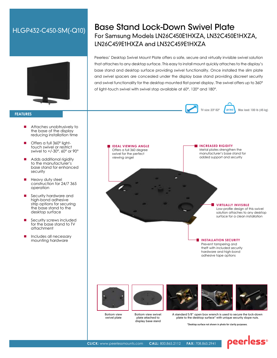 Peerless-AV HLGP432-C450-SM-Q10  - Sell Sheet User Manual | 2 pages