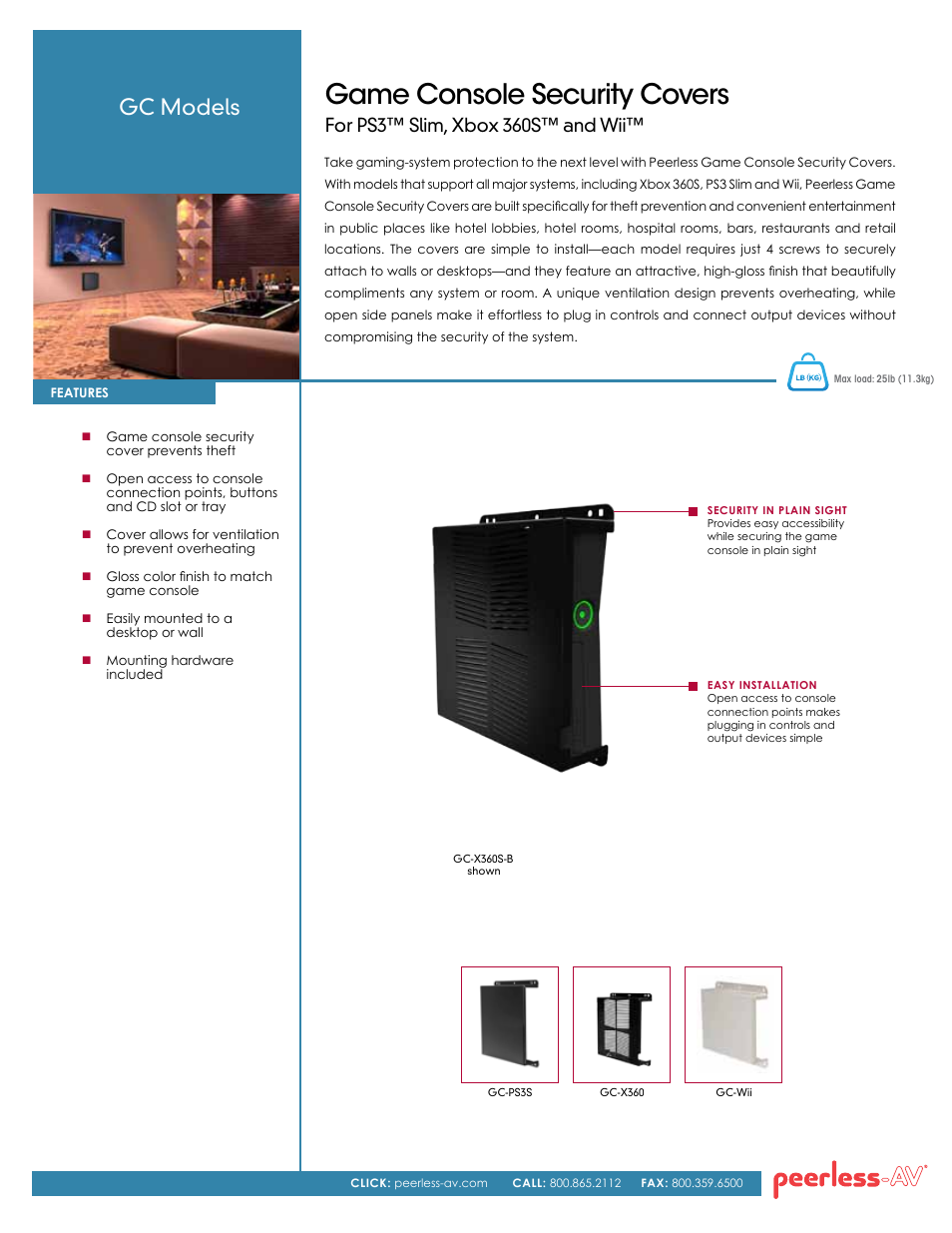 Peerless-AV GC-X360S-W  - Sell Sheet User Manual | 2 pages