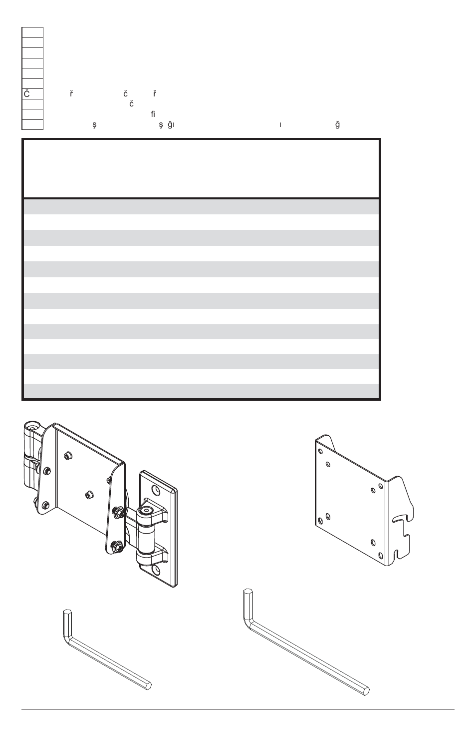 Parts list, A (1) b (1), C (1) m (1) | Peerless-AV YBA100 - Installation User Manual | Page 5 / 20