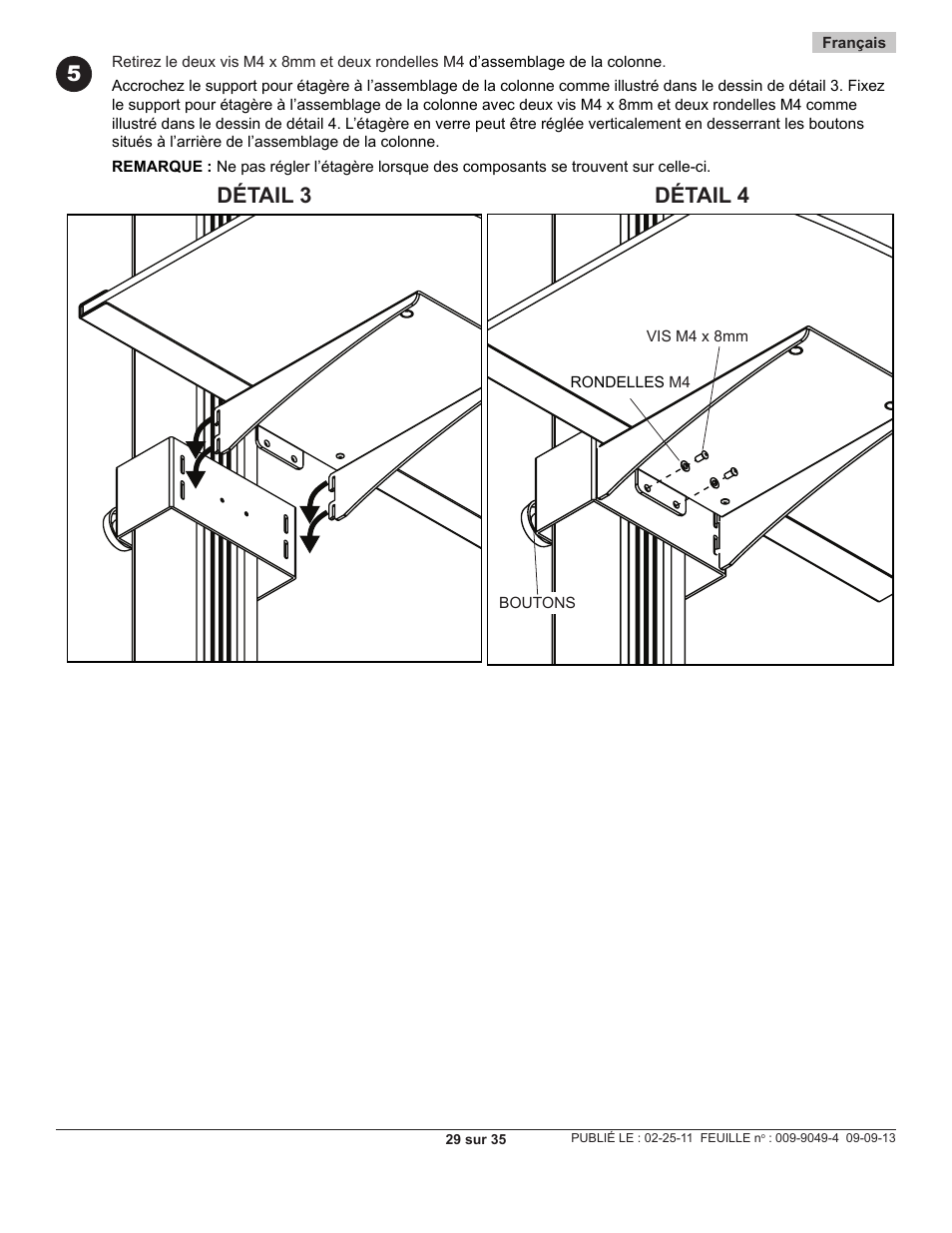 Détail 3 détail 4 | Peerless-AV SC550GL - Installation User Manual | Page 29 / 35