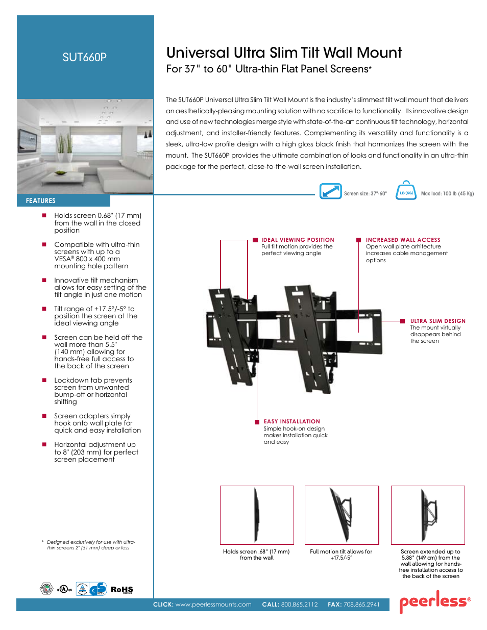 Peerless-AV SUT660P  - Sell Sheet User Manual | 2 pages