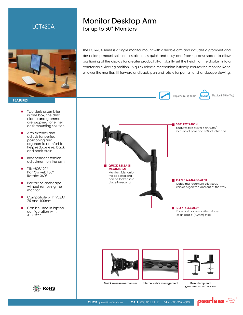 Peerless-AV LCT420A  - Sell Sheet User Manual | 2 pages