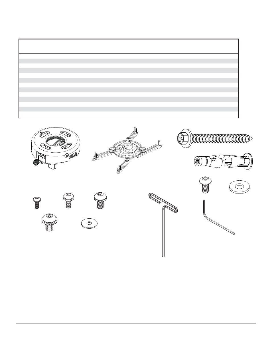 Parts list | Peerless-AV PRS-UNV-S - Installation User Manual | Page 3 / 12