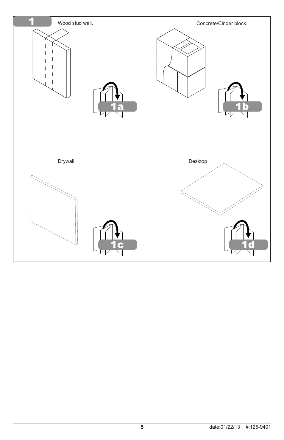 1a 1c 1d | Peerless-AV GC-X360S-W - Installation User Manual | Page 5 / 12